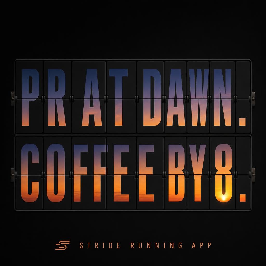 Stride social ad: PR at Dawn. Coffee by 8.